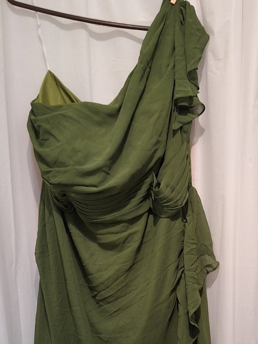 PLUS SIZE 24 Olive Green Formal Dress, Asymmetrical single shoulder strap NWT